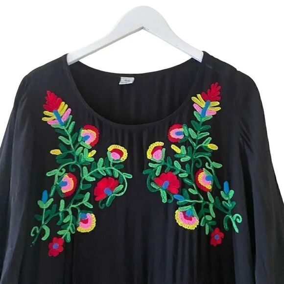 Riviera Sun Rayon Crepe Short Dress with Multicolored Embroidery  SZ 3X #1754 - Picture 5 of 16